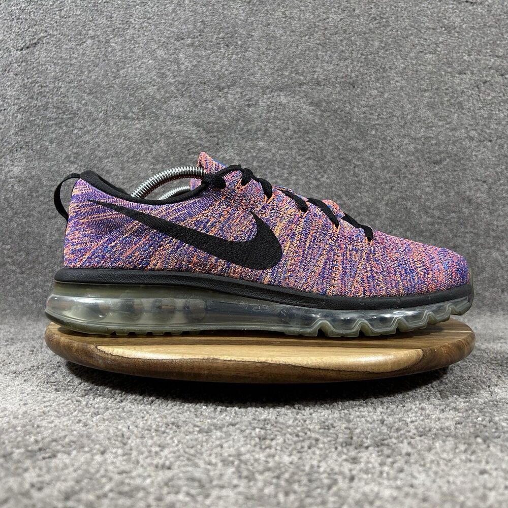 Nike Flyknit Air Max 620469-404 Mens Size 11.5 Blue Concord Crimson Shoes Used